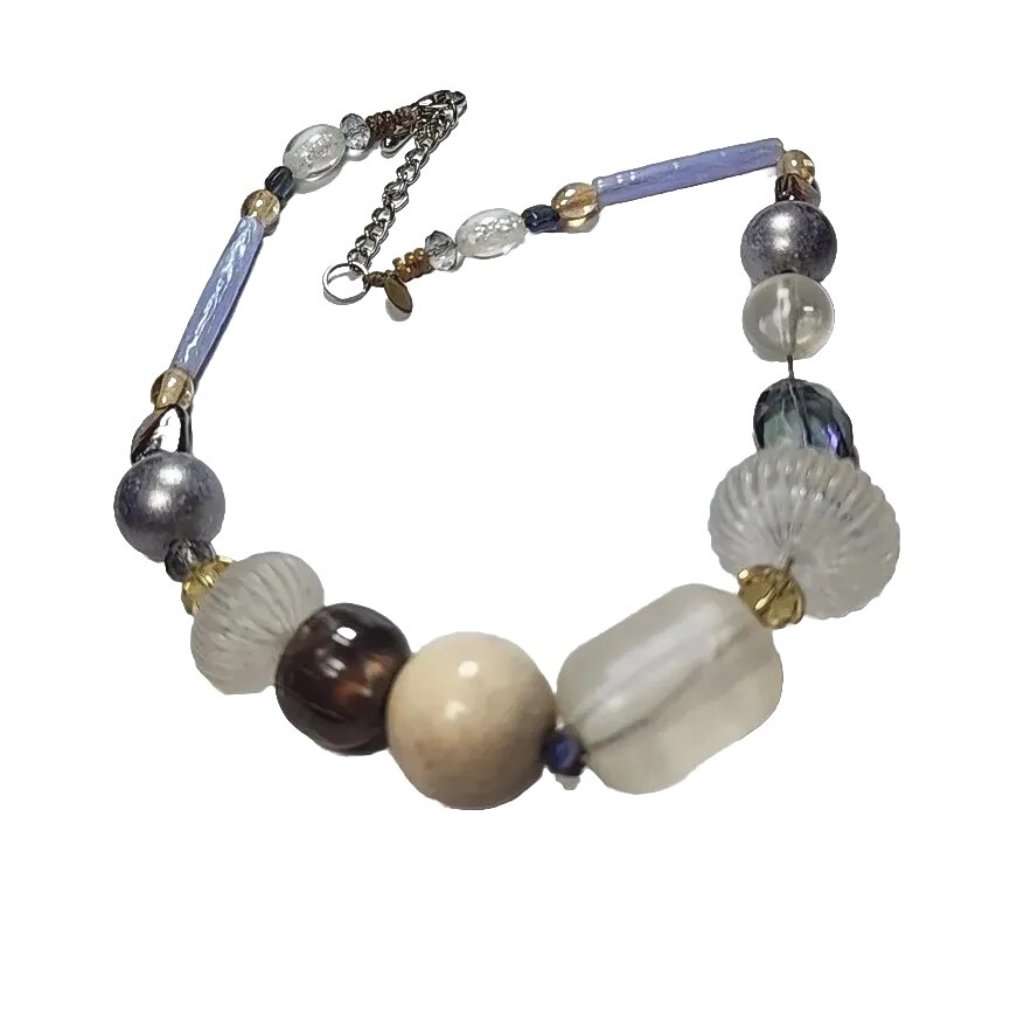Vtg Teresa Goodall Art-To-Wear Jewelry Chunky Beads Boho Statement Necklace 16
